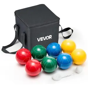 VEVOR Bocce Ball Set, 100 mm, with 8 Resin Balls, Pallino, Carrying Bag and Measuring Rope, Red/Green/Blue/Yellow 4 Colors, for 2 to 8 Players, Bocce Ball Game Set for Beach, Lawn, Family BackyardVEVOR Super Brand Day