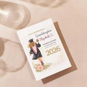 Personalized Granddaughter Graduation Card 2026, Custom Name Class of 2026 Congrats Gift, Graduation-Themed Greeting Card, Graduation-Themed Greeting Cards