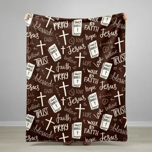 Super Soft Christian Jesus Print Blanket - Christian Print Throws for Ultimate Comfort & Faith Inspiration, Lightweight Cozy Warm Bedding for Sofa, Bedroom Decoration