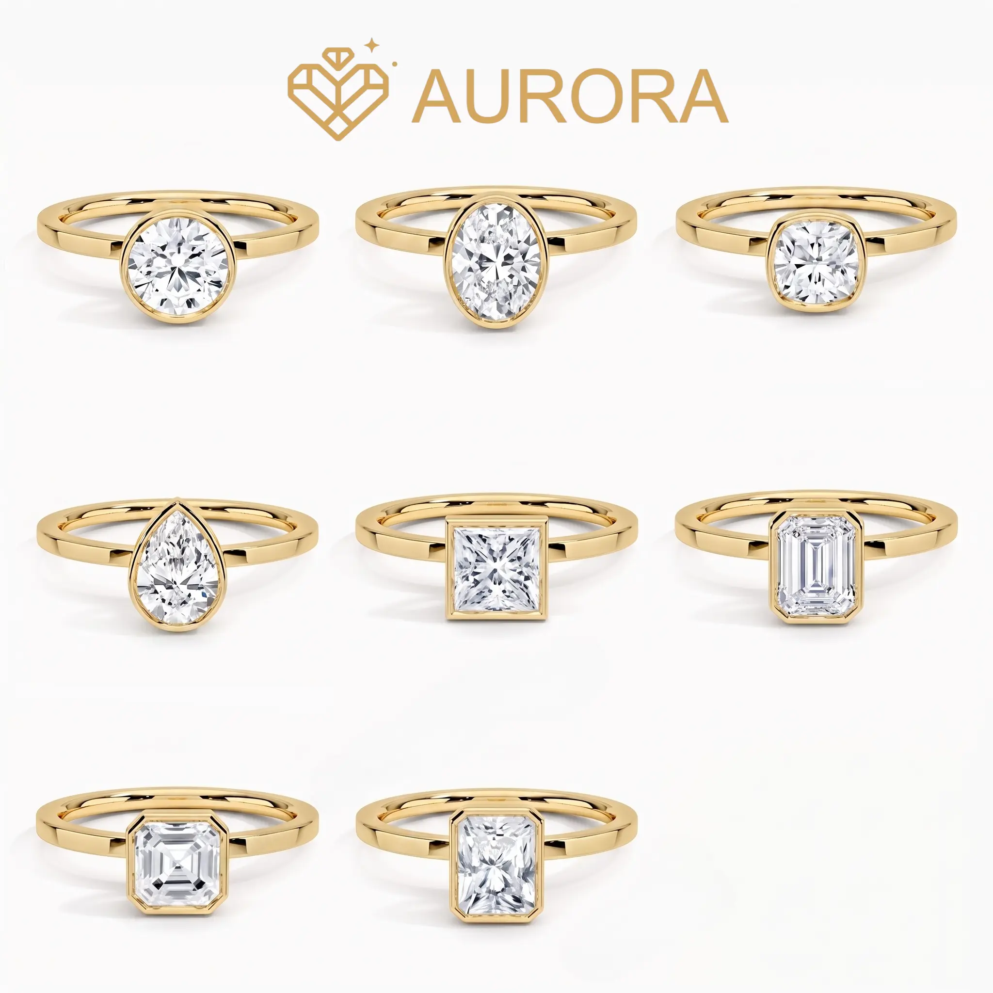 【#258 Classic Bezel Series】 Moissanite Engagement Ring in Solid 925 Sterling Silver Bezel setting– 8 Styles Available Wedding Ring Jewelry Synthetic Moissanite