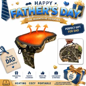 Father's Day Gifts - Portable USB-Powered Heated Hunting Cushion with Handle & Hook 3-Temperature Adjustable Foldable Outdoor Heating Pad Durable Oxford Cloth for Camping Stands Bleachers Compatible with Power Banks Not Included Black