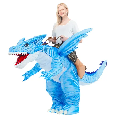GOOSH Women's Inflatable Dinosaur Blow-Up Suit - High-Strength Polyester Resists Rips, Unique Halloween Clothes Women Cosplay Set with Accessories