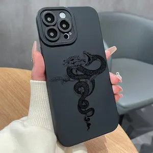 Snake & Rose Pattern Phone Case, Soft Phone Cases, Decorative Phone Protector Cover Compatible with iPhone17 X XS XR 11 12 13 14 15 & Samsung Galaxy Series