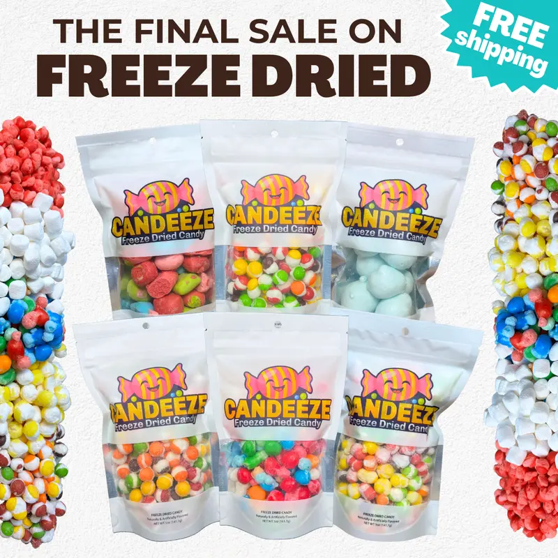 Freeze Dried Candy - FINAL SALE of the Year (Cotton Candy, Rainbow, Air Crunch, Sweeteeze, Sour Rainbow, Jolly Crunch, Chocolate, Cinnamon)