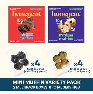 Gluten Free Variety Pack Mini Muffins Bundle - Good Source of Protein, Less Sugar - Chocolate Chip and Double Chocolate - Sweet Snack Dessert