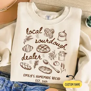 Personalized Sourdough Bread Sweatshirt Gift Baking Sweather Custom Your Name Sourdough Dealer Crewneck Bread Making Homestead Christian