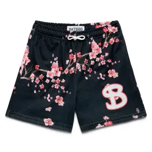 CHERRY BLOSSOM VINTAGE YOUTH SHORTS , Sporty Baseball Streetwear | Quick Dry Summer Mesh | Breathable Comfort Fit | Elastic Waistband