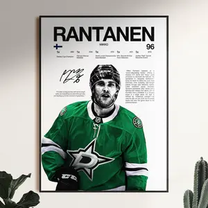 Mikko Rantanen Poster, Dallas Stars Wall Print, Hockey Print, Ice Hockey Wall Print, Hockey Fan Gift, Sports Decor, Hockey Print