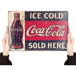 Vintage Coca-cola Metal Sign, Retro Home Decoration for Bar Shop Room Kitchen and Garage, Wall Decor for Home Living Room Bedroom, Wall Metal Plaque