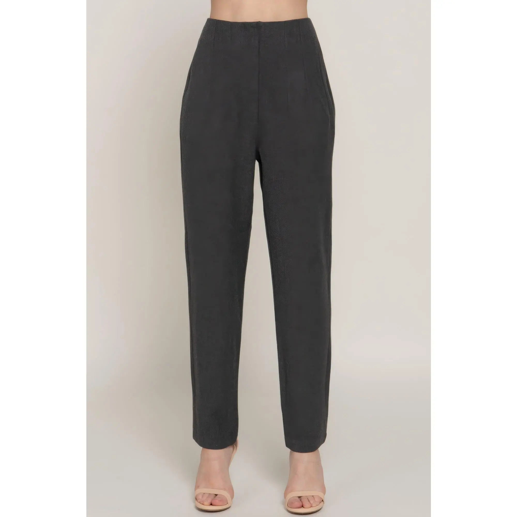 High Waist Pintuck Detail Long Pants