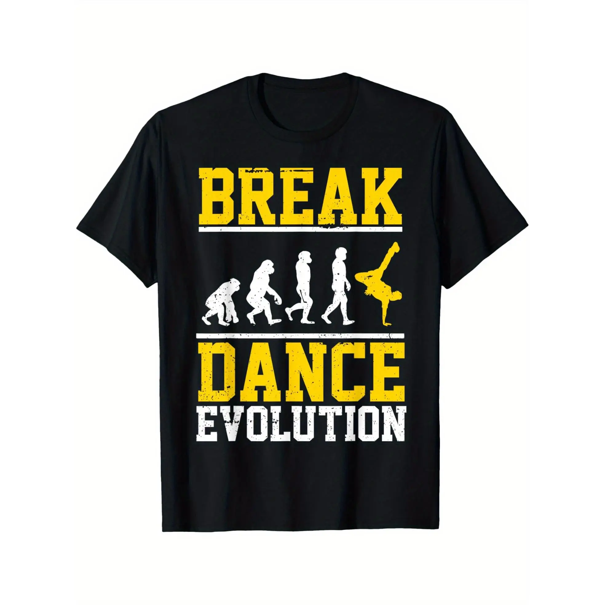 B-Boy Hip Hop Dancer Breakdance Evolution Breakdancing Bboy T T-shirt Comfortable, Casual Short Sleeve, Daily Wear, All Season, Black, Men,Made in USA
