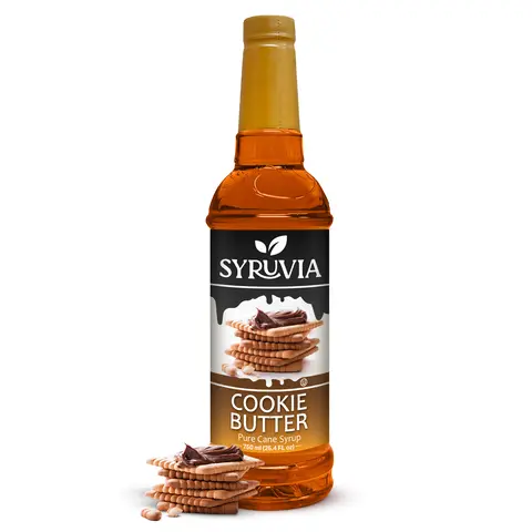 Syruvia Cookie Butter Coffee Syrup - 25.4 fl oz. Premium Coffee Flavoring Syrup. Kosher, and Gluten-Free. Ideal for Drinks, Sodas, Shakes and Desserts