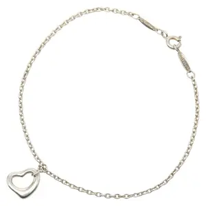Pre-owned Tiffany & Co. Sterling Silver 925 (Ag925) Small Leather Goods Tiffany Open Heart SV925 Bracelet