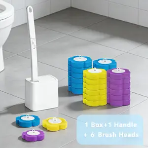 Disposable Toilet Brush Set with Triple-Layer Refills & Wall Mount Holder for Deep Cleaning & Bathroom Cleaning System