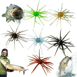 4Pcs Dice Bait, Floating TPR Swimbait with Reflective Stars,Tentacle Creature Lure, Sea Urchin Style Soft Plastic Baits, for Bass Fishing Drop Shot, Wacky Rig/Neko Rig and Finesse, Slow Sinking