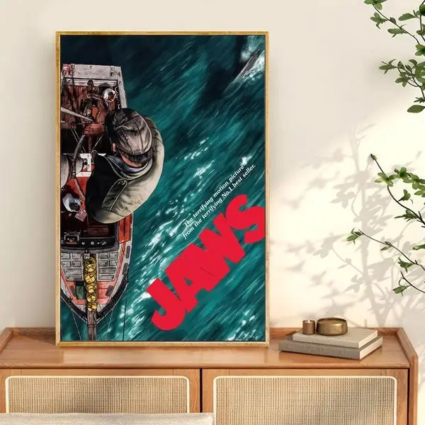 Vintage Jaws Movie Poster For Cinema Rooms - Wall Art Decor Print For Film Lovers