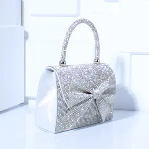 Shiny Dinner Bag Handbag Rhinestone bow Box Bag Small square bag Diagonal bag Handbag trendy all-match even bag fashionable glitter christmas gift ideas christmas 2024 ornament glass cleaner