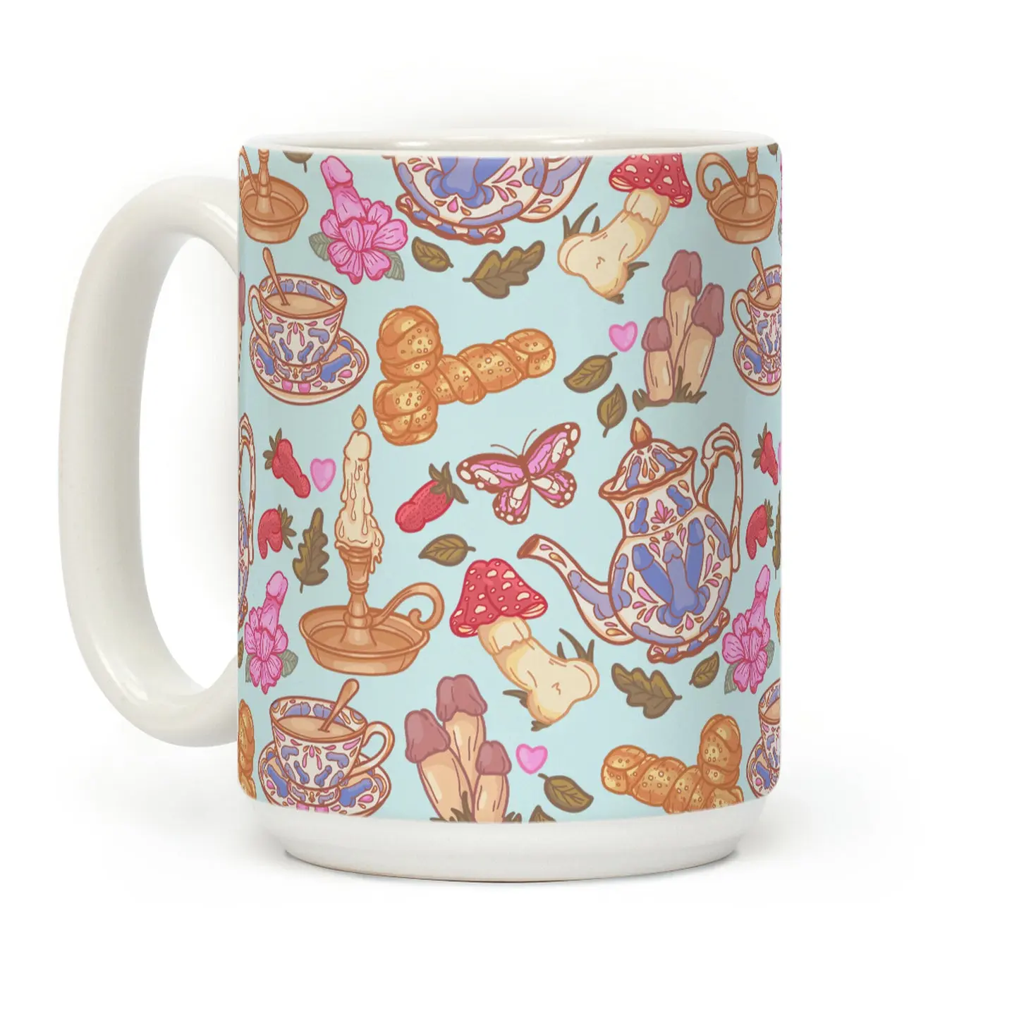 COTTAGECORE PEENS PATTERN COFFEE MUG, Ceramic or Accent Mug, Mug Gifts, Gift Ideas