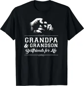 100% Cotton Grandfather Grandson Friends Fist Bump Shirt Grandpa Grandad T-Shirt