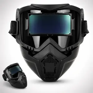 Auto Darkening Welding Helmet with Dust Protection, Detachable Full Face Shield, Solar Powered Welding Mask, Adjustable Shade 4/9-13 for TIG MIG ARC Welding, Grinding & Plasma Cutting