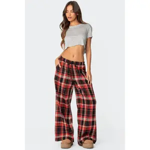 Lounge Around Plaid Wide Leg Pants Lounge Around Plaid Wide Leg Pants