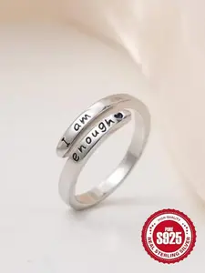 925 Sterling Silver Simple Letter Engraving Ring, Band Ring, Statement Rings, Fashion Accessories for Women & Girls, Trendy All-match & Exquisite Jewelry for Birthday Gift