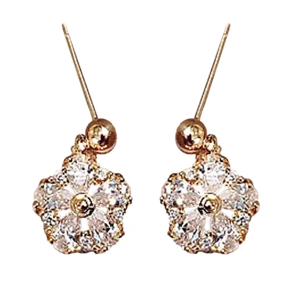 Art Deco Dangling Flower Stud Designer Earrings | Flower Earrings