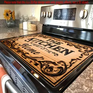 2D/Flat Wooden Kitchen Quotes Non slip Rubber Stove Mat - Heat resistant Synthetic Material Induction Cooker Cover, Scratch resistant Flat Top Oven, Washing Machine Mouse Mat, Kitchen Decoration, Kitchen Decorative Placemat, Oven Mat