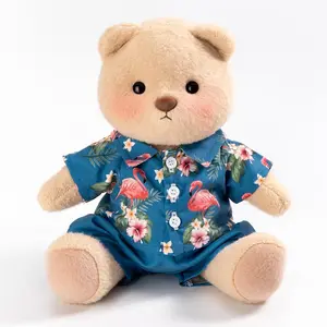 Getahug Tropical Flamingo Shirt Bear | Handmade Jointed Teddy Bear Stuffed Animal Gift