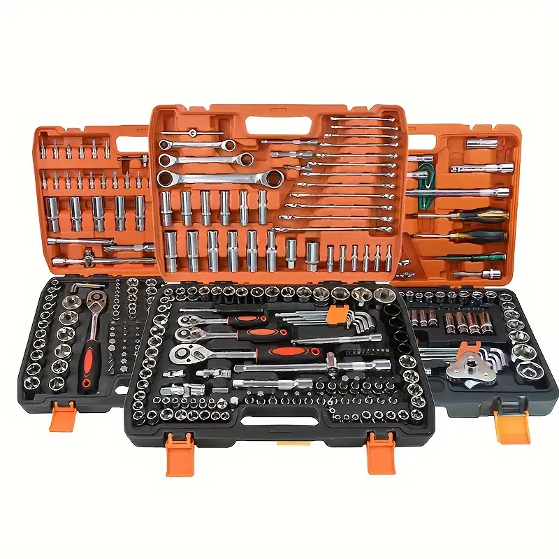 216PCS Tool Set, MechanicTool Kits For Auto Repair And Household Mechanical Tool Kit For Car Bike Repair Tools, 1/2 *1/4" 3/8 "drive Depth And Standard Sockets, Ratchet Torque Wrench Screwdriver Socket Combination Tool Kit