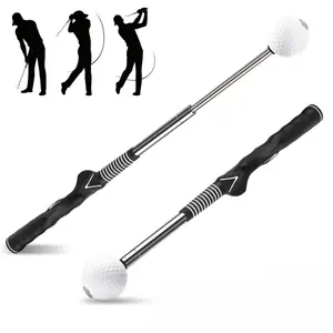 Retractable Golf Swing Trainer with Click Sound & Posture Correction Arm Band, Golf Grip Trainer for Right-Handed, Indoor & Outdoor Training Aid for Beginners to Pros