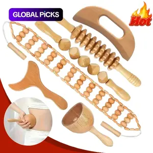 6-Piece Wood Therapy Tool Set | Lymphatic Drainage Massager & Body Contouring Tools | Professional Wood Therapy Kit | Cellulite Massager | For Body Shaping & Muscle Pain Relief