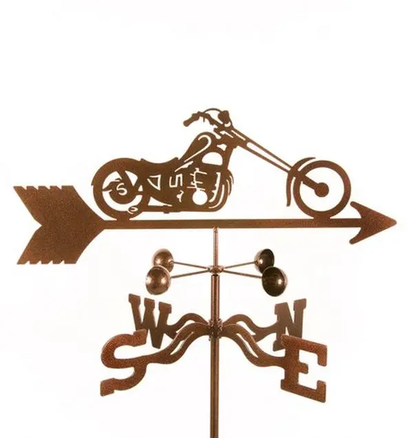 EZ Vane EZ1021-PT Metal Chopper Motorcycle Weathervane, 25" h x 21" w x 9", Post Mount for Garage & Home Decor