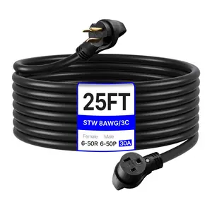 VEVOR 30A Generator Extension Cord 25 ft 250V NEMA 6-50P to 6-50R 7500W Power CableSummervibes