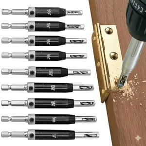 Professional Drill Bit Set: Self-Centering Hinge Guide, High-Precision Steel Jig, Industrial Anti-Slip Carbide Bits. Multi-Metal & Wood Drilling Tools, Heavy-Duty Anti-Break Kit for Furniture Making, DIY Home Renovation, and Metalworking Projects.