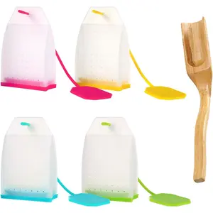 Silicone Tea Infuser, 4 Pack Loose Leaf Tea Filter Bags Strainer with Spoon