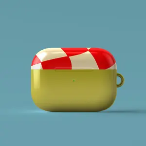 Checkered Mustard Tone Air Pods Case, Y2K Aesthetic, Protective Hard Case, Stocking Stuffer, Clip Included