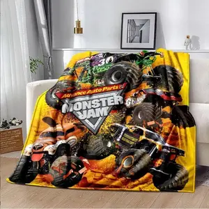 Monster Jam Monster Truck Cartoon Blanket Mom-Picked Animated Blanket super soft flannel blanket- suitable for use on sofas, beds, or for travel