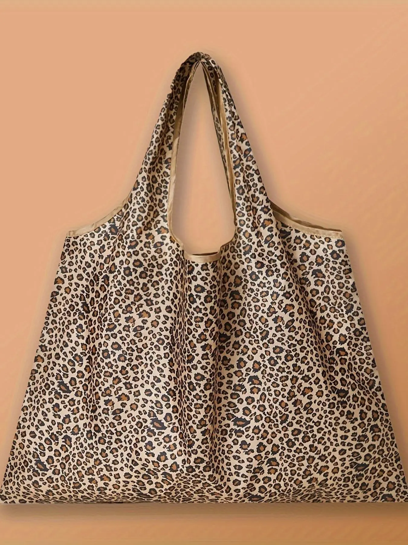 Women's Leopard Pattern Shoulder Bag, Fashionable Patterned Bag, Fashionable Bags, Casual Leopard Print Tote Bag, Summer Outfits 2024 Large Capacity High Load-bearing Waterproof Foldable Outdoor Shopping Shoulder Bag
