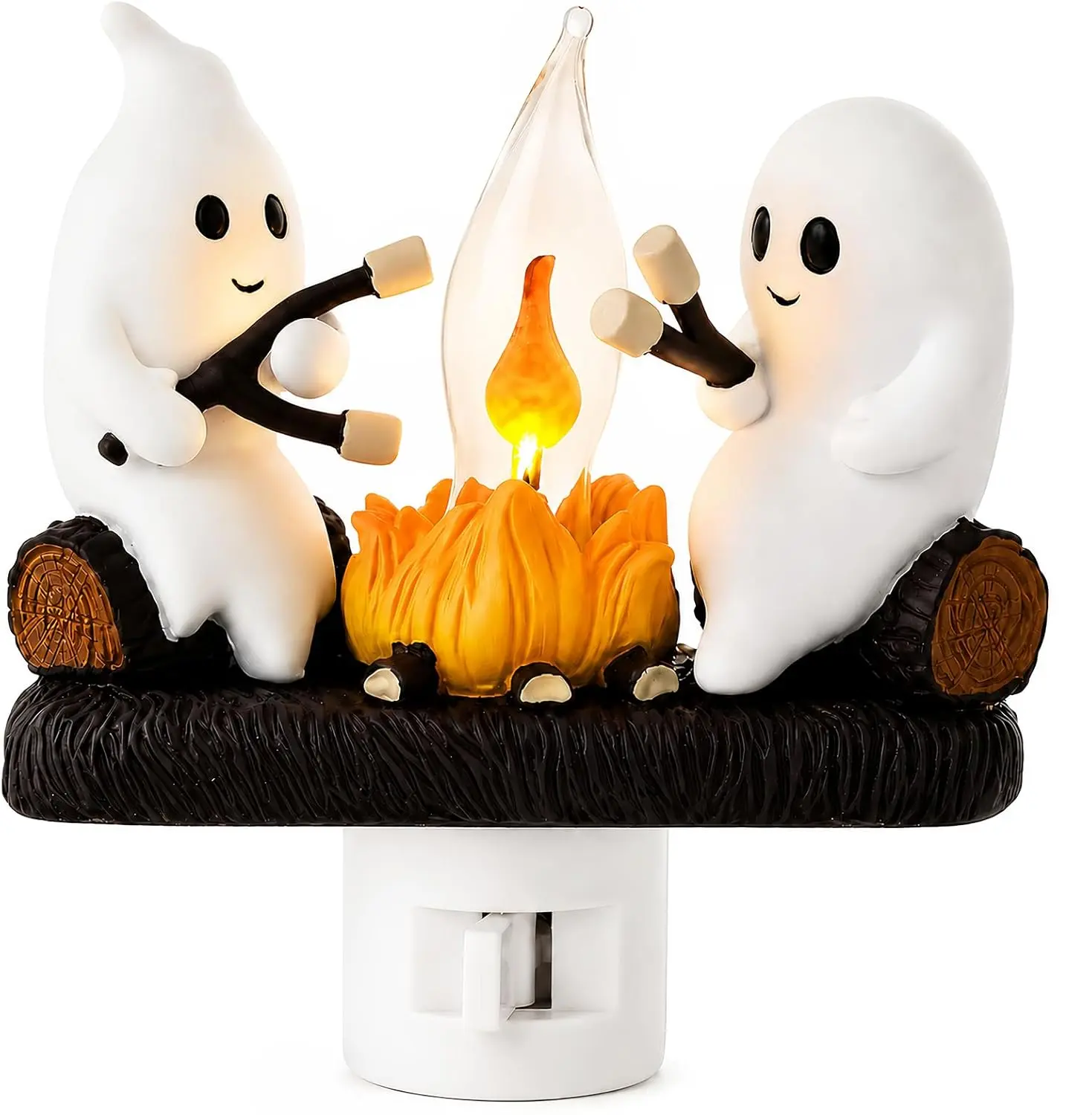 Ghost Campfire Night Light,2026 Ghost Campfire Flickering Nightlight,3D LED Small Faux Campfire Night Light,LED Flickering Flame Effect,Indoor Decorative Wall Plug-in,Spooky Decor for Kids Bedroom,Funny Halloween Nightlight Indoor Decorations