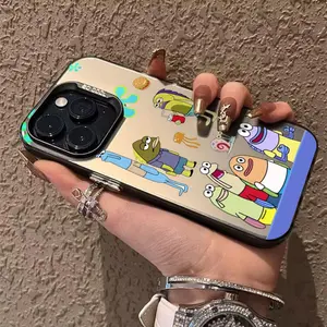 Cartoon SpongeBob Ned Phone Case Color electrosilvering For iphone 17 16 11 14 15 12 Pro 11 Plus 13 Pro MAX Samsung Galaxy S25 S24 S23 A56 A55 A54 Drop case Protector