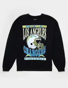 JUNK FOOD Los Angeles Chargers Helmet Mens Crewneck Sweatshirt