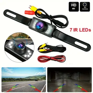 Car Rear View Camera with 8 LEDs Universal Night Vision Backup Parking Image Night Vision Camera with Long Bracket Model, Stronger - for Safe Reversing of Cars, SUVs, RVs, Pickup Trucks, Car Accessories. ABS Material