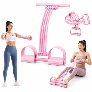 [Summer Vibes] 2026 Upgraded 3-in-1 Pedal Resistance Band, 8-Tube Elastic Pull Rope with Handles, Adjustable Foot Pedal Exerciser for Full Body Workout, Sit-Ups, Yoga, Abs & Home Gym Fitness