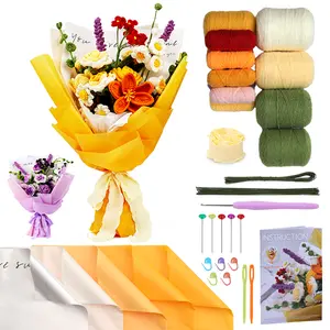 DIY Crochet Bouquet Material Kit, includes a step-by-step video tutorial, materials, tools, packaging, and ribbons, especially suitable as a gift for Valentine’s Day, birthdays, engagements, wedding anniversaries, Mother’s Day, and graduations.