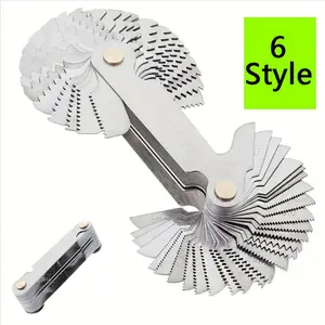 6 Style Alloy Thread Gauge – Dual Metric & Imperial Thread Checker,Handheld Nut and Bolt Identifier,Precision Thread Measurement Tool with Ergonomic Grip,Durable Alloy for Mechanical,Industrial,and DIY Use,Accurate Thread Size Gauge