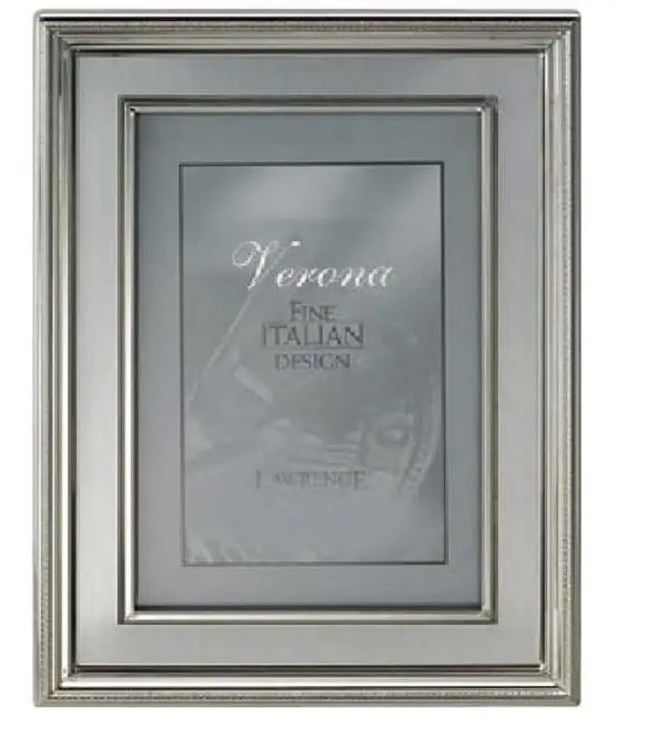 4x6 Silver Plated Metal Picture Frame - Brushed Silver Inner Panel
