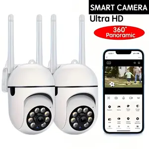 2pcs Indoor WiFi Security Camera, smart human/vehicle/pet detection, motion alert, IP54 waterproof，two-way audio, HD night vision, real-time remote viewing, supports SD card & cloud storage