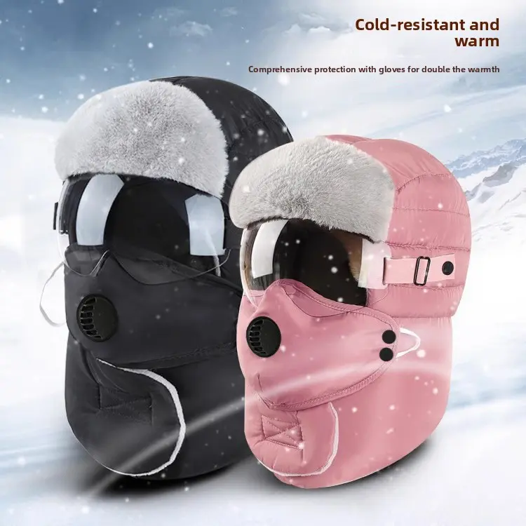 Women's Military Hat with Built-in Goggles – Windproof, Ear & Neck Protection, Stylish Design, Scratch & Wear Resistant! Must-Have UV Protection for Skiing & Snow Play! Perfect for Commuting & Hiking #OutdoorFashion #ColdWeatherMustHave