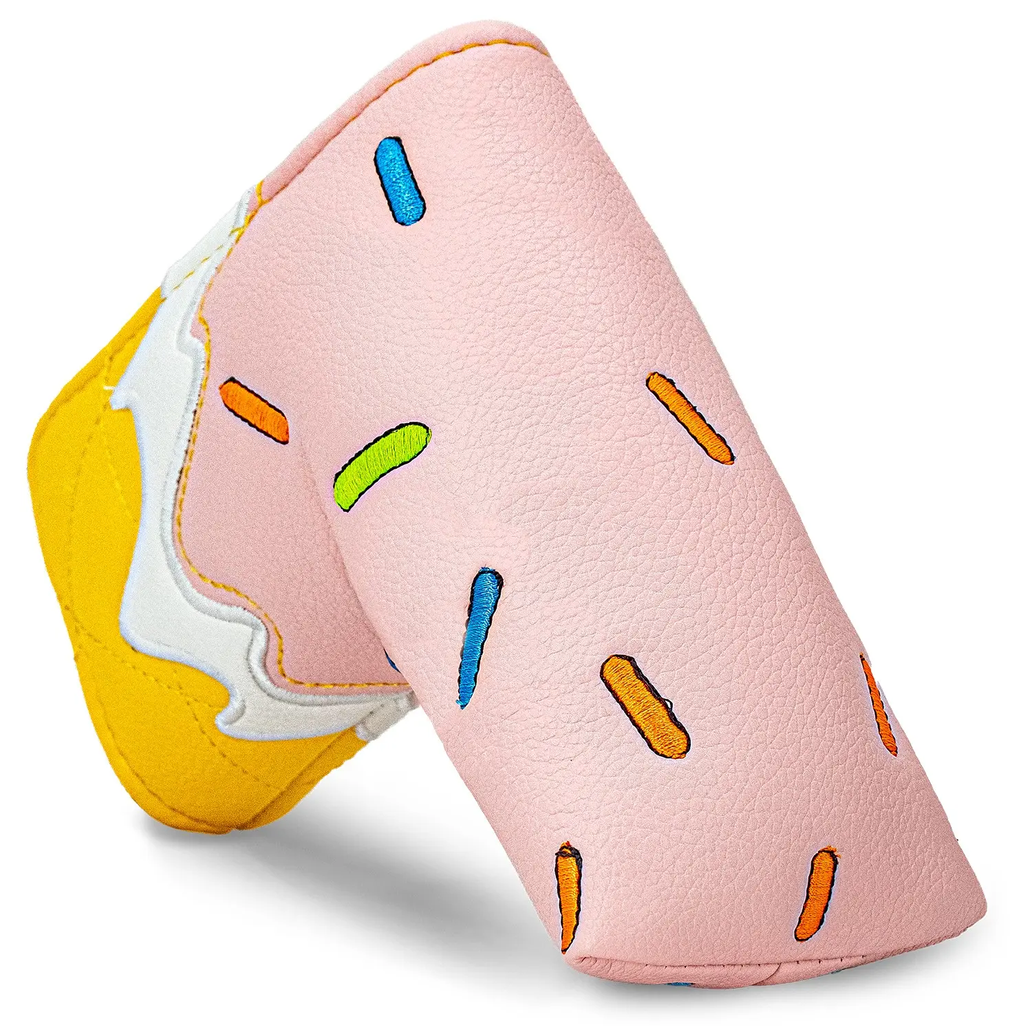 Cute Ice Cream Donut Golf Blade Putter Cover, Fashionable PU Golf Headcover, Durable Weather Resistant, Fun Golf Accessory for Men Women, Golf Gift Accessory